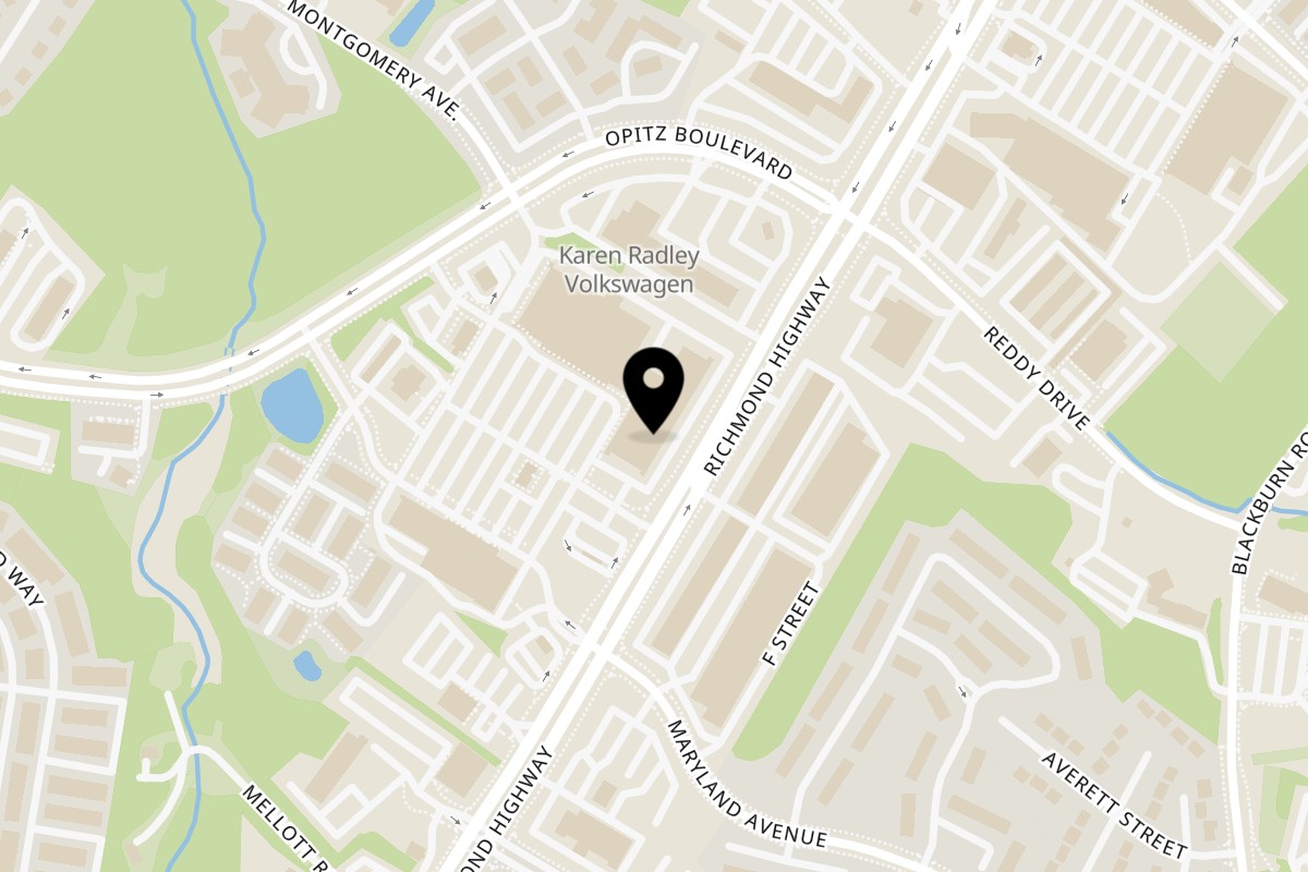 Map showing the location of 1+1 Hibachi Express on 1972 Daniel Stuart Square in Woodbridge